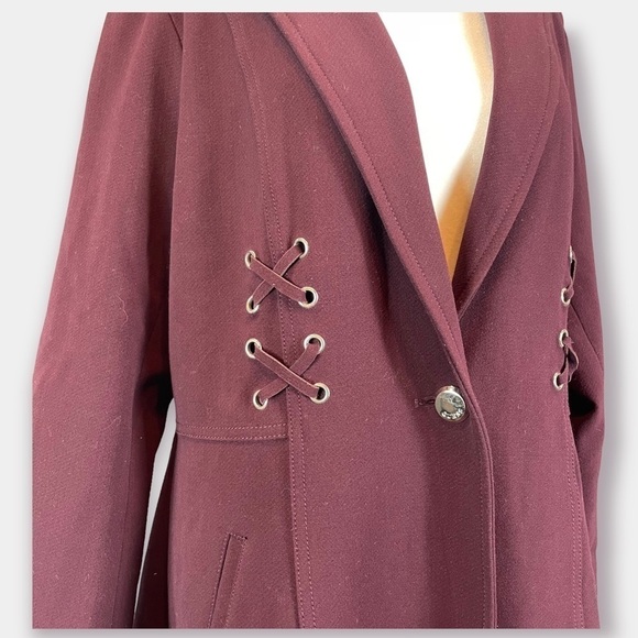 Guess Like- New Trench Jacket Coat Long Sleeve Wine Burgundy Size Large - Picture 4 of 7
